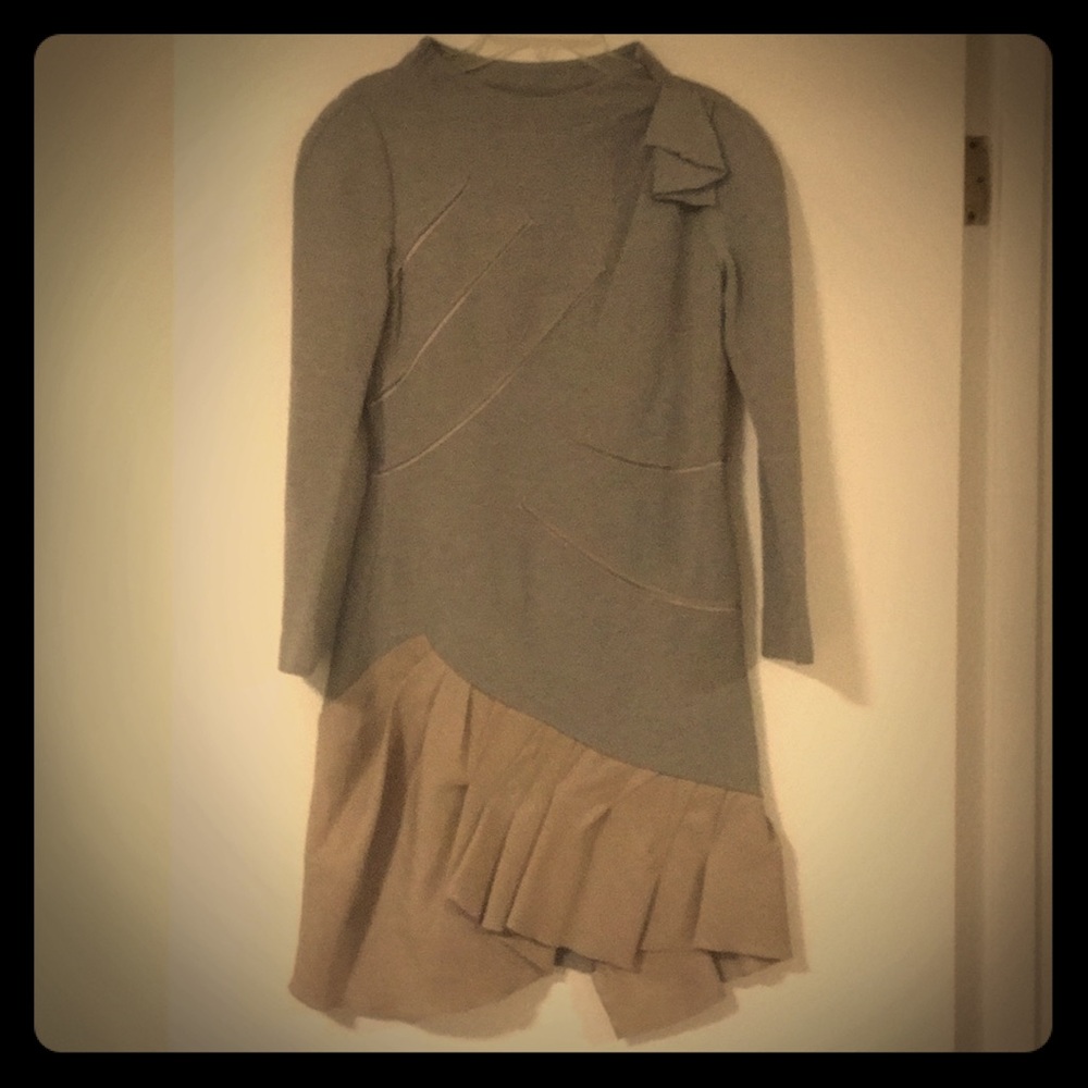 Rare Zac Posen gray sweater dress with pink skirt